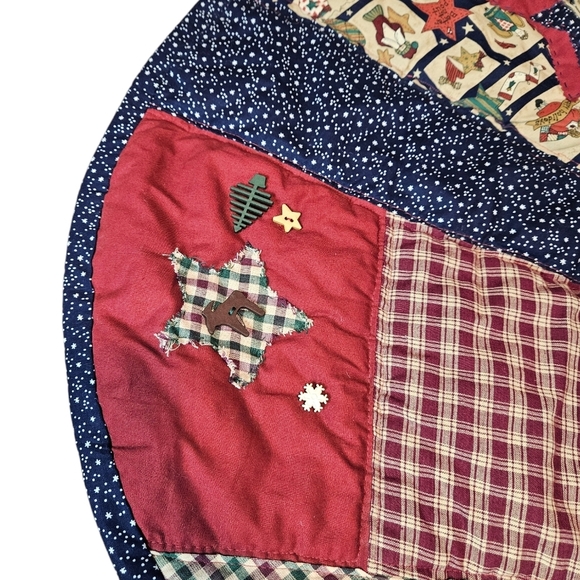 Handmade Country Quilted‎ Patchwork Star Blocks Christmas Tree Skirt V31 - Picture 2 of 8